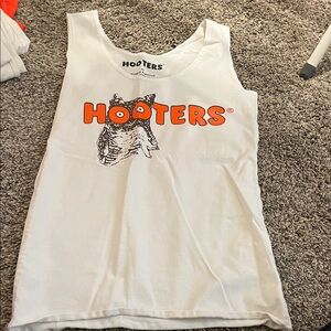Hooters White Tank with Bright Orange Logo